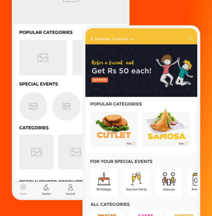 Food delivery app design
