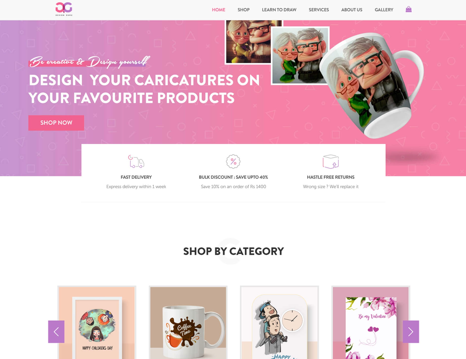 Custom ecommerce website