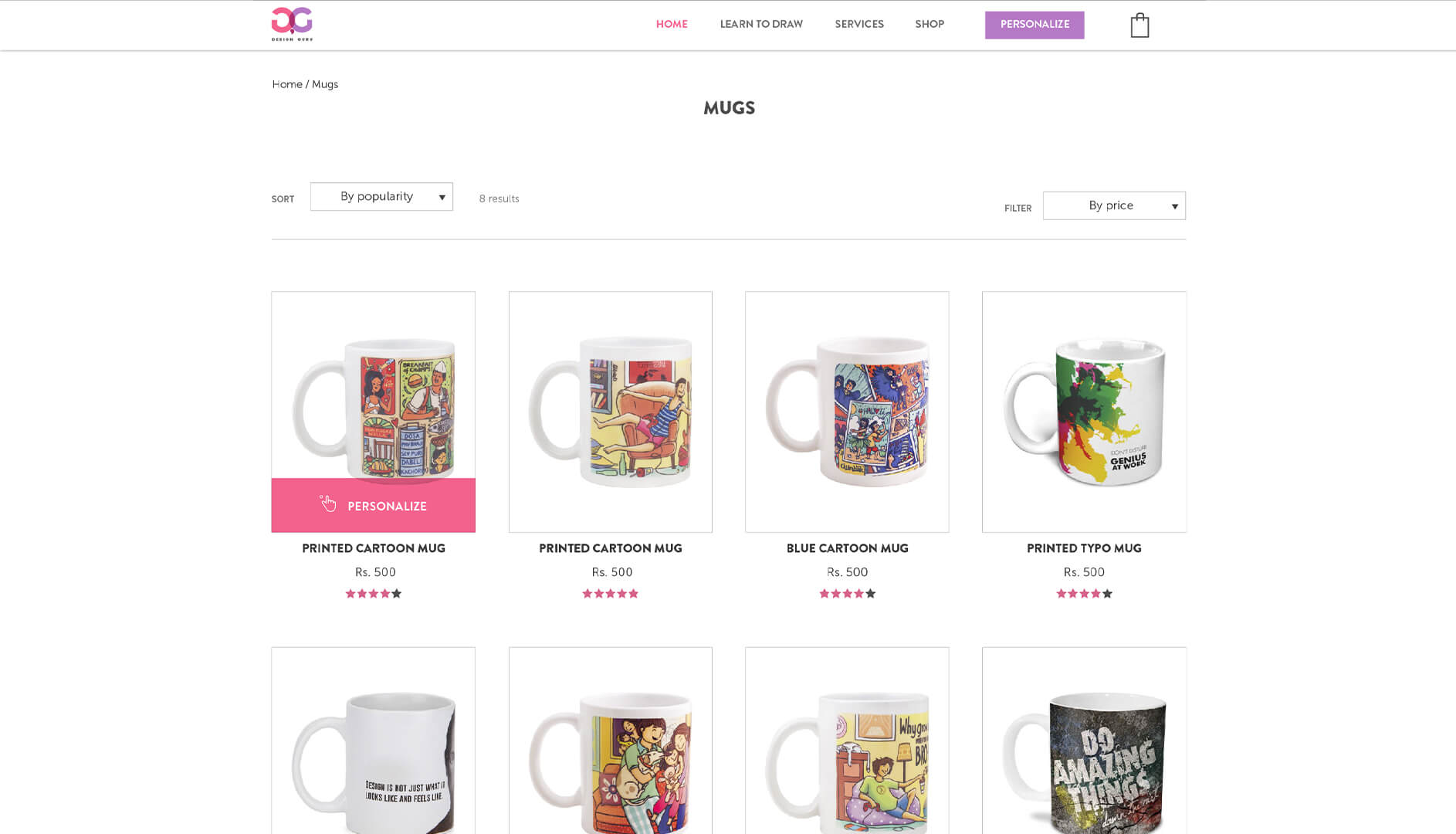 Custom ecommerce website