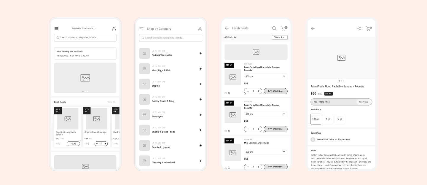 Online grocery app design