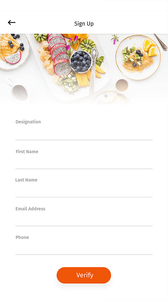 Restaurant management app screen