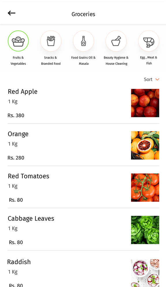 Restaurant management app screen