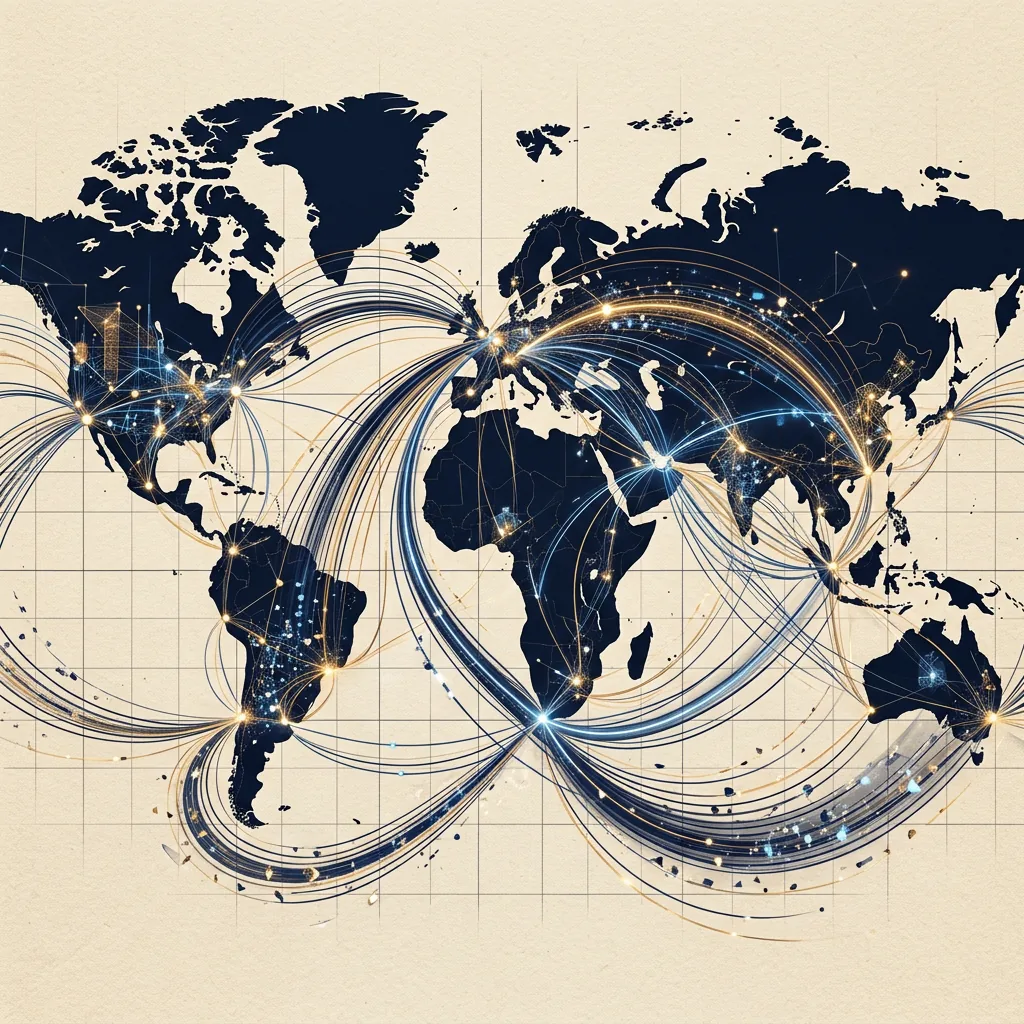 Abstract visualization of cross-border money movement